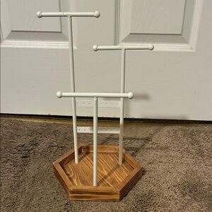 Wood and White Jewelry Organizer Stand